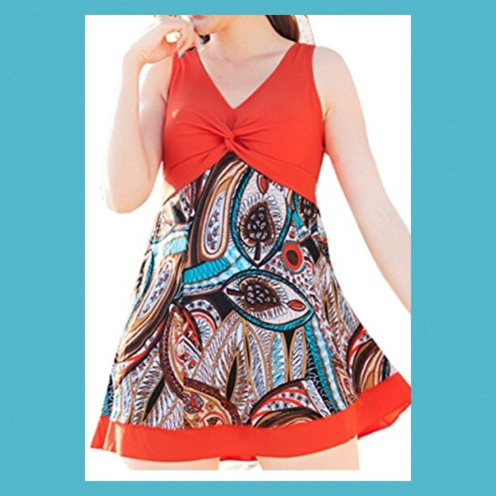 Orange, colorful, one piece swimsuit.40